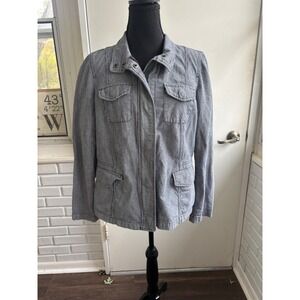 Talbots Railroad Stripe Utility Jacket 10 layered preppy coastal boho minimalist